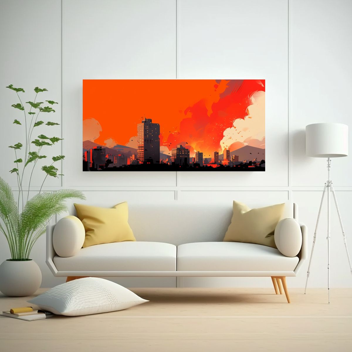 GENERICO - Cuadro Poder A Santiago En Chile En Tonos Pastel Y 160x80cm