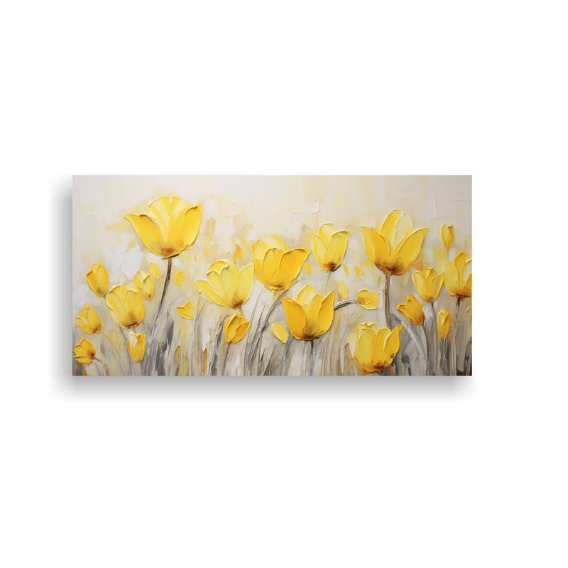 GENERICO - Pintura Moderna De Tulipanes Amarillos En Lienzo  160x80cm