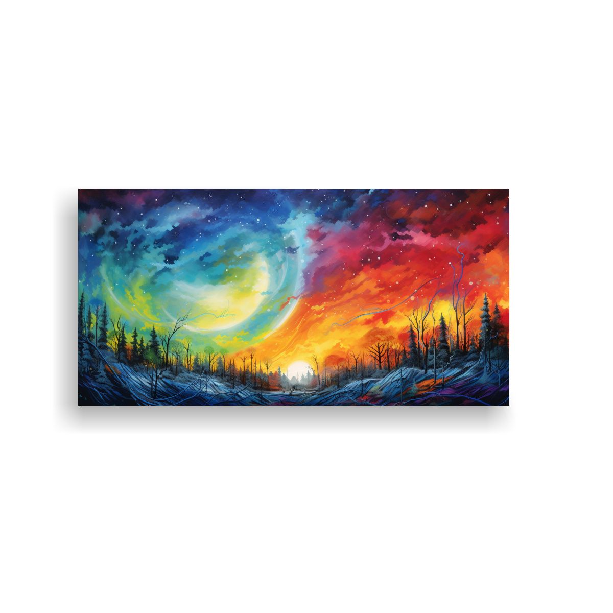 GENERICO - Pintura Abstracta De Pared Con Northern Lights Y A 160x80cm