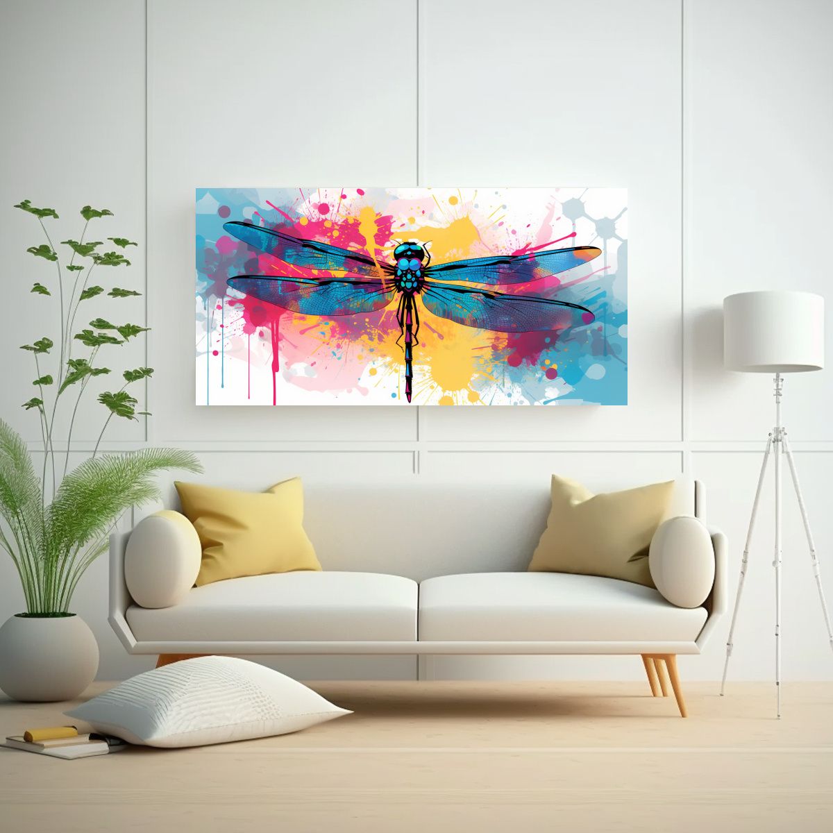 GENERICO - Pintura Juvenil Libélula En Colores Acuamarina  160x80cm