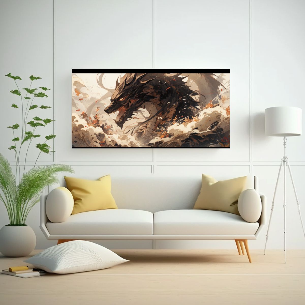 GENERICO - Cuadro Creativo De Fantasía Dragón En Tonos Mar 160x80cm