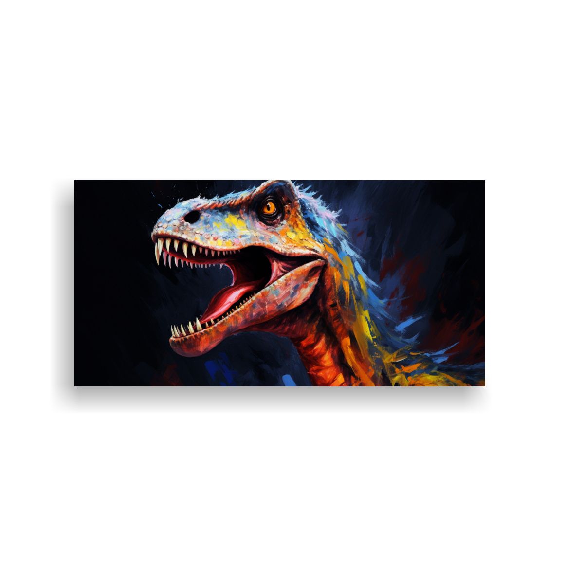 GENERICO - Pintura Al Estilo óleo De Velociraptor En Colores 160x80cm