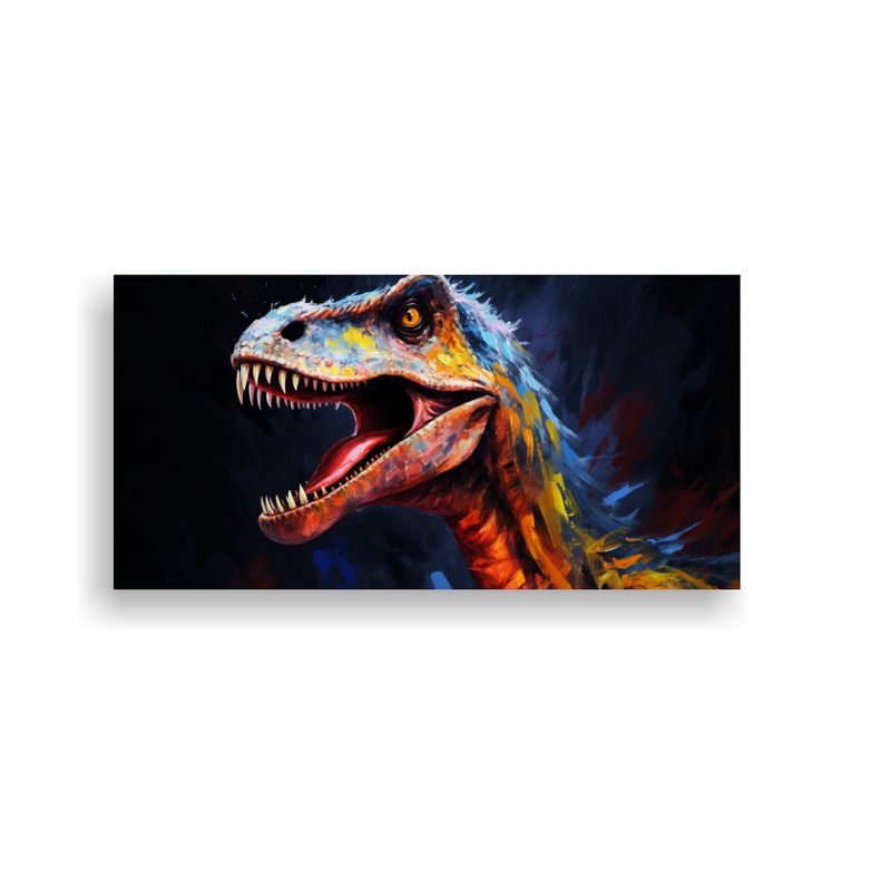GENERICO - Pintura Al Estilo óleo De Velociraptor En Colores 160x80cm