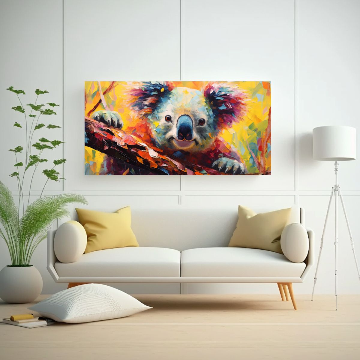 GENERICO - Cuadro Lienzo Expresión Calidez Koalas Estilo Pin 160x80cm