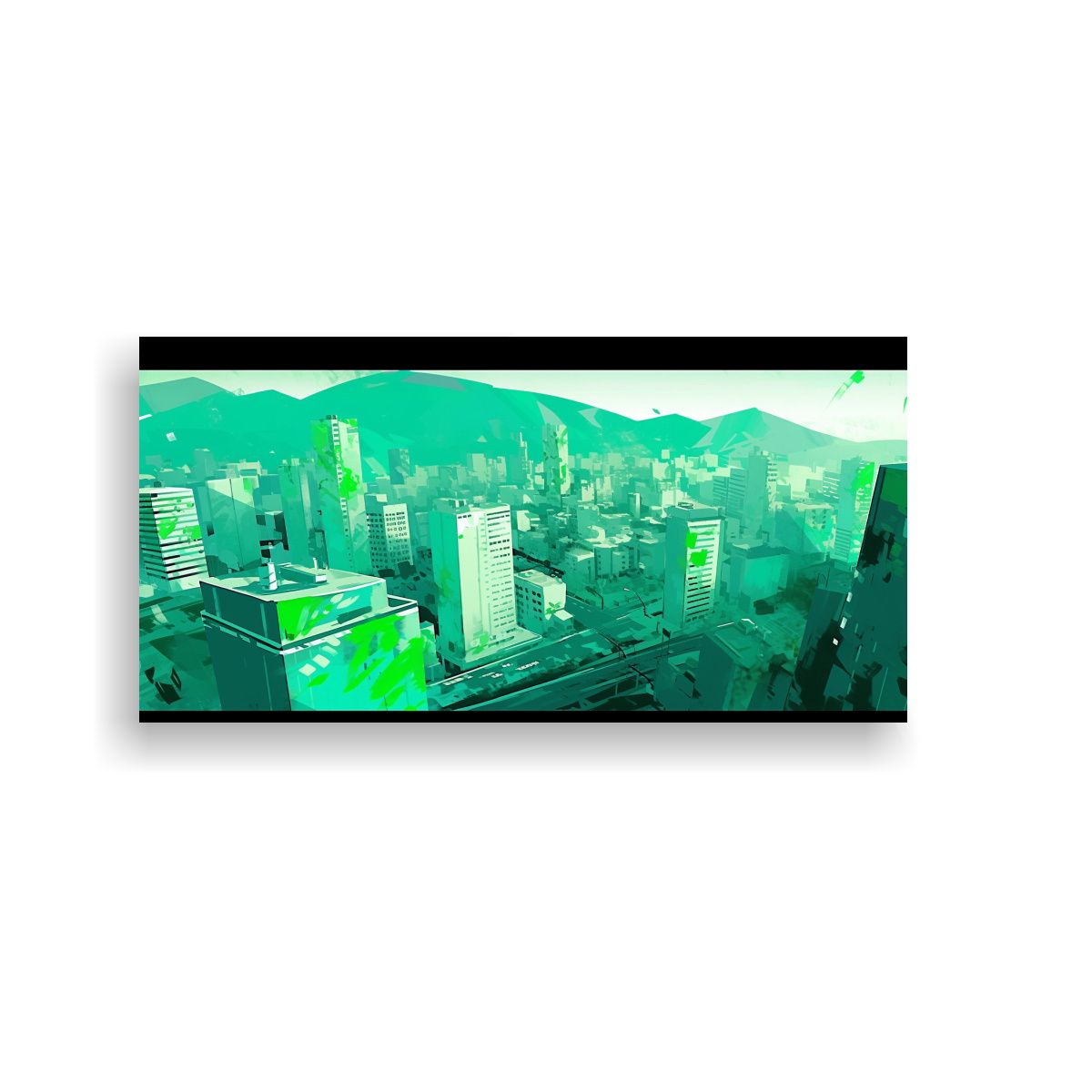 GENERICO - Cuadro Decorativo Juvenil Santiago En Verde Y Turq 160x80cm.