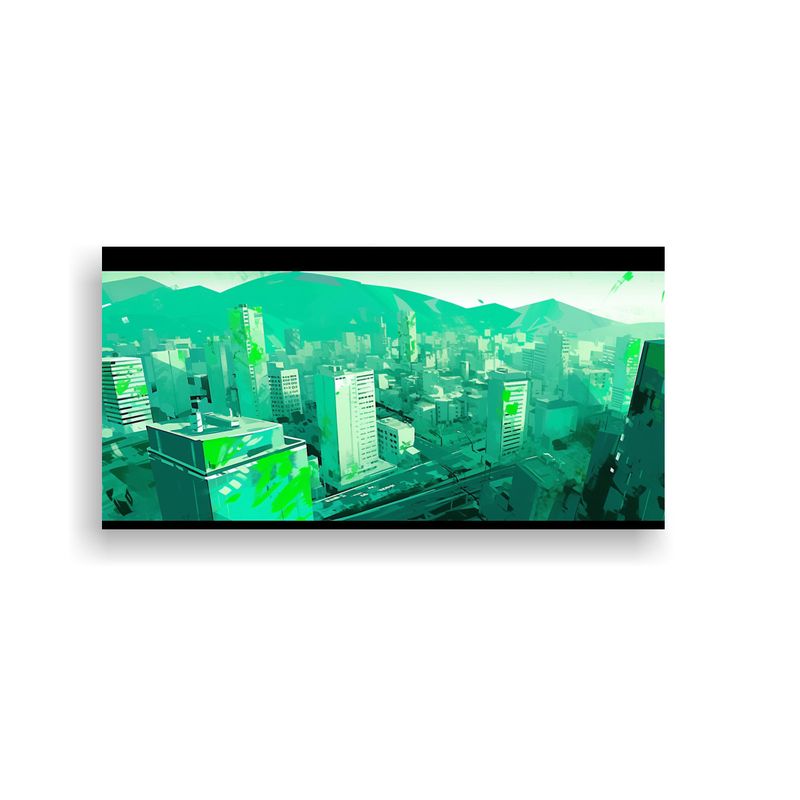 GENERICO - Cuadro Decorativo Juvenil Santiago En Verde Y Turq 160x80cm