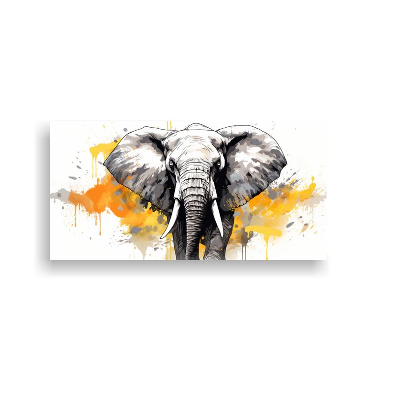 GENERICO - Pintura En Bastidor Elefante De Sabana En Blanco  160x80cm