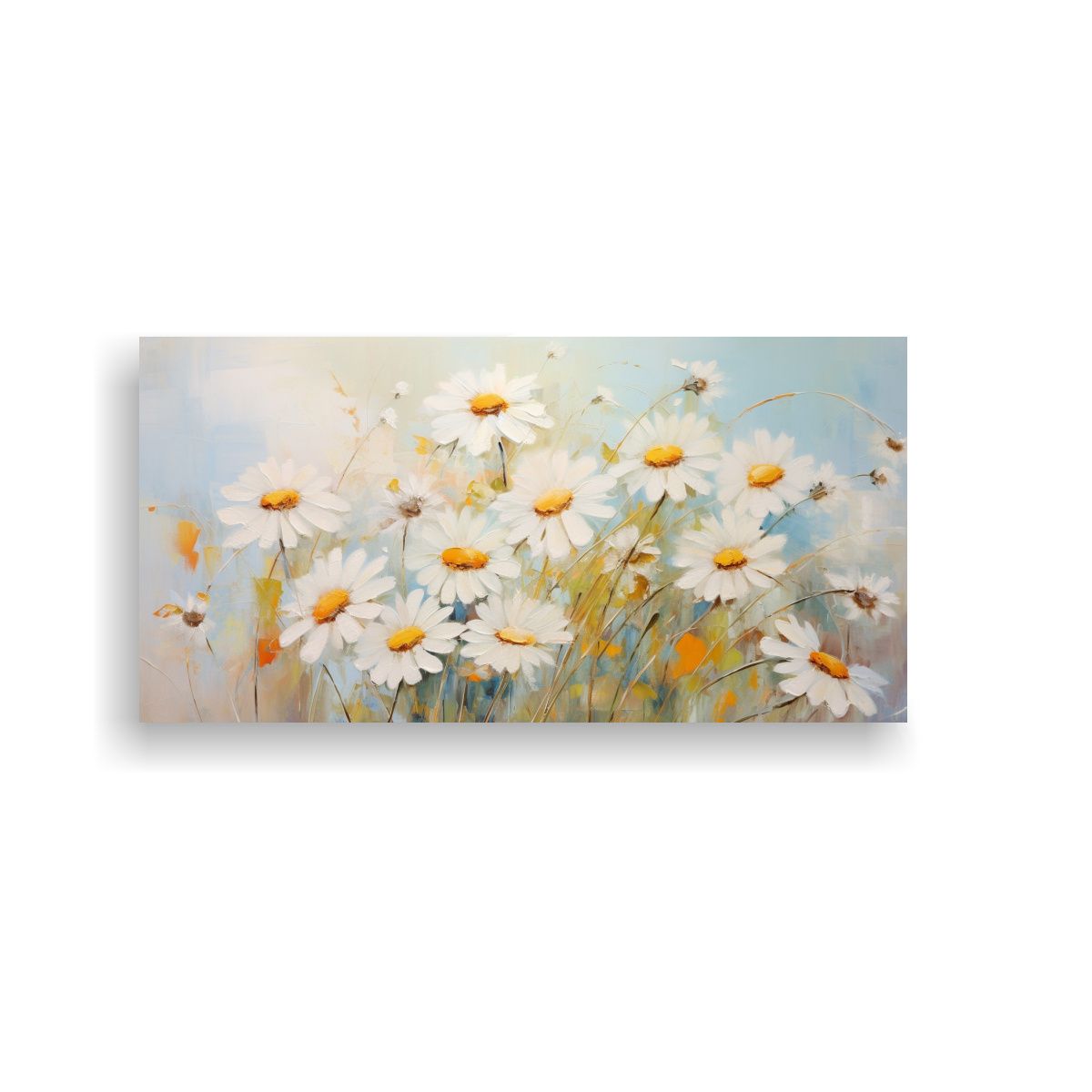 GENERICO - Pintura Floral Abstracta De Margaritas Detalle En 160x80cm