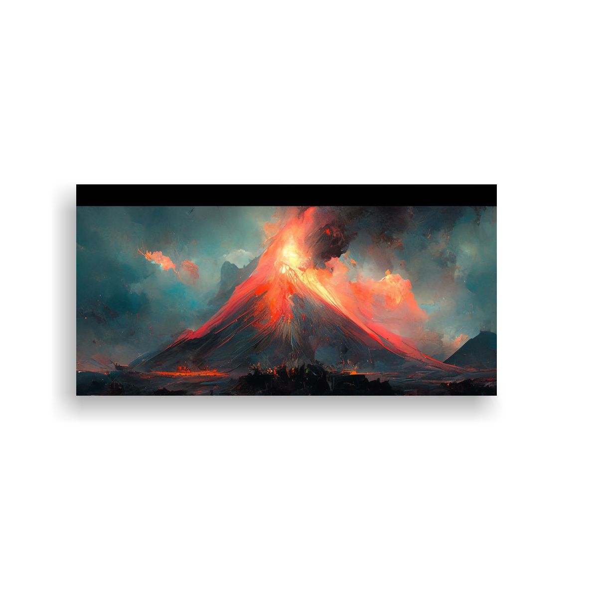 GENERICO - Cuadro Diseño Volcán Turquesa Pintura Abstracta 160x80cm