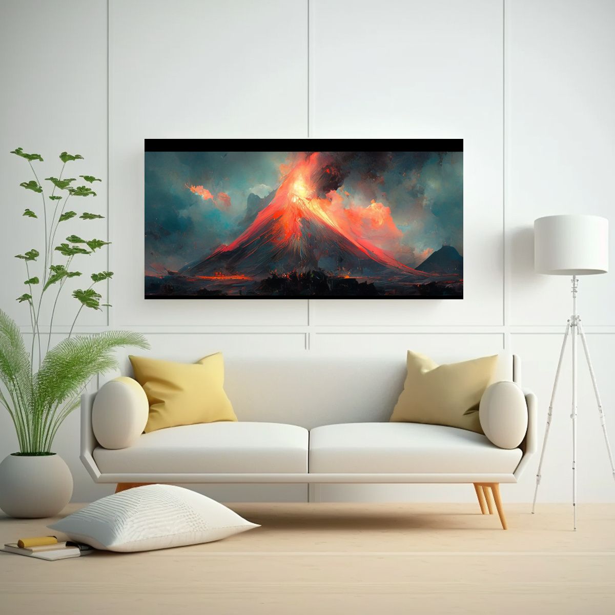 GENERICO - Cuadro Diseño Volcán Turquesa Pintura Abstracta 160x80cm