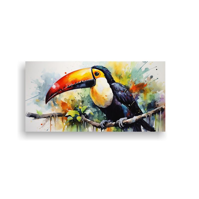 GENERICO - Pintura Neo Pop De Calma Con Tucanes En Acuarelas  160x80cm