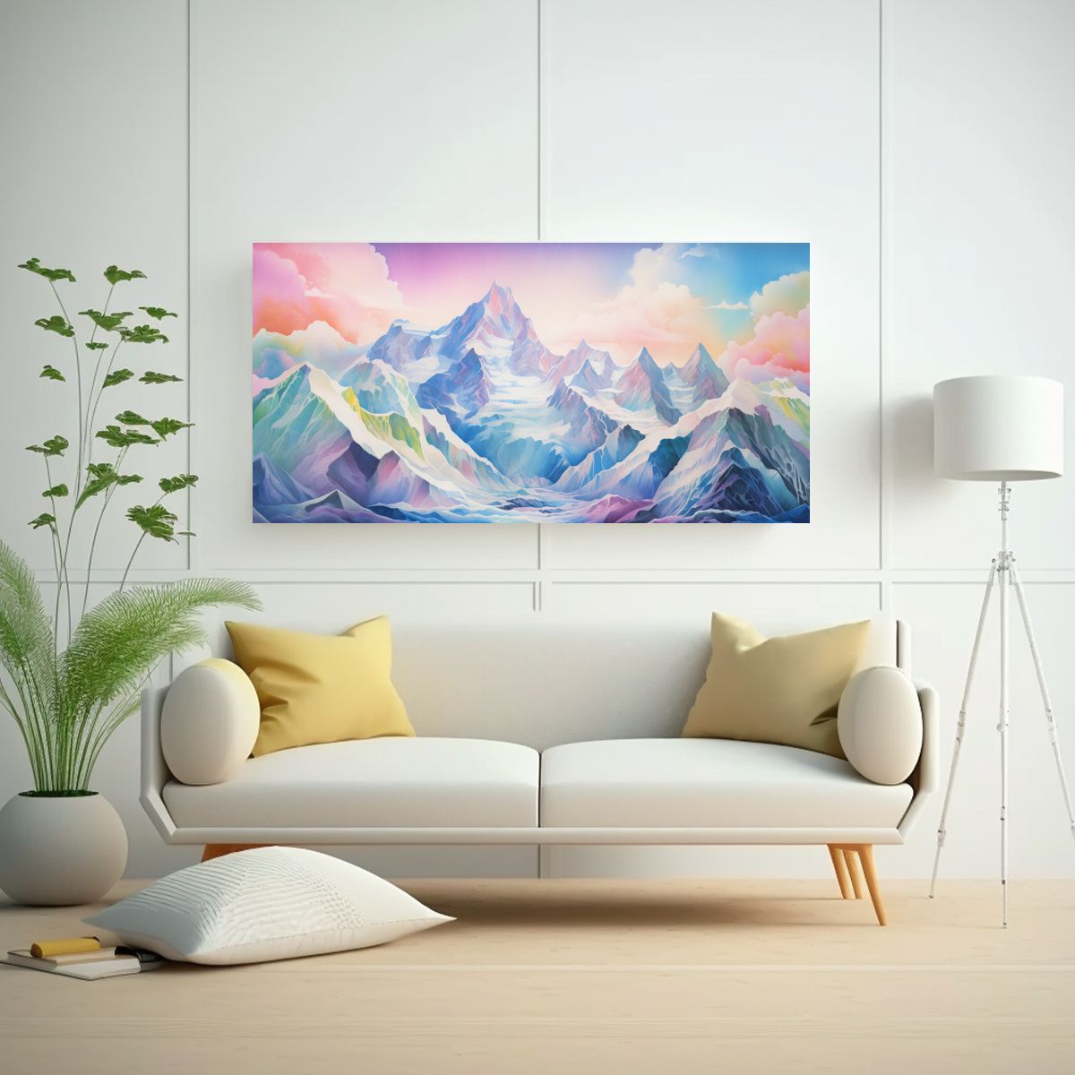 GENERICO - Pintura Minimalista De Montañas Famosas En Colore 160x80cm