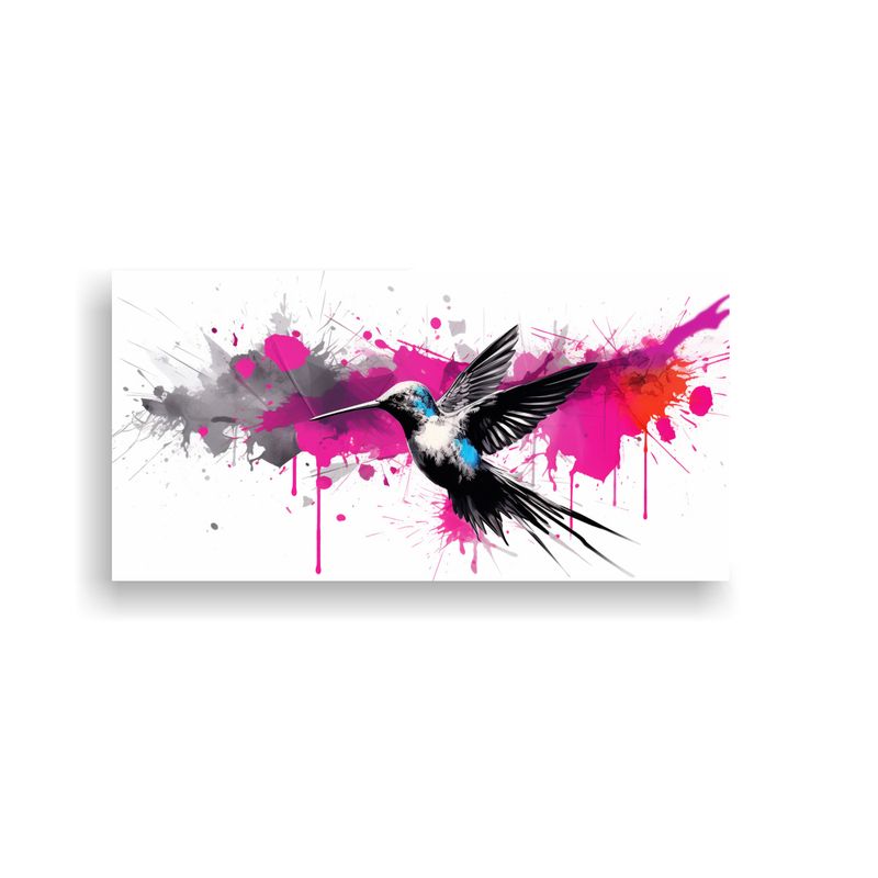 GENERICO - Pintura Decorativa Colibrí En Negro Y Rosa Neo P 160x80cm