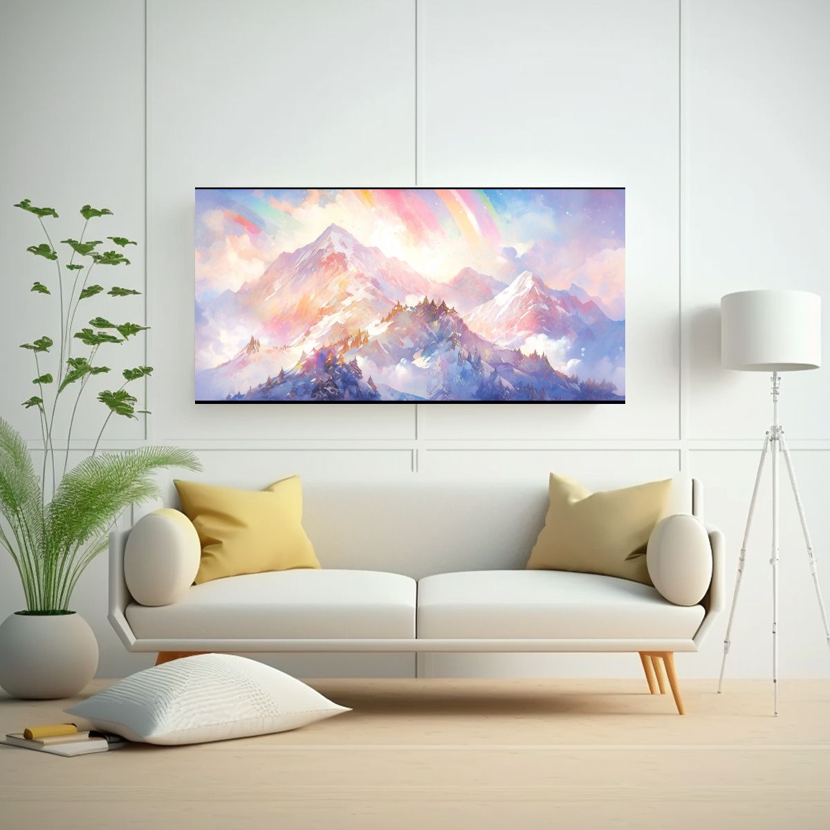 GENERICO - Cuadro Diseño Ambiente Montañas Nevadas Con Arco 160x80cm.