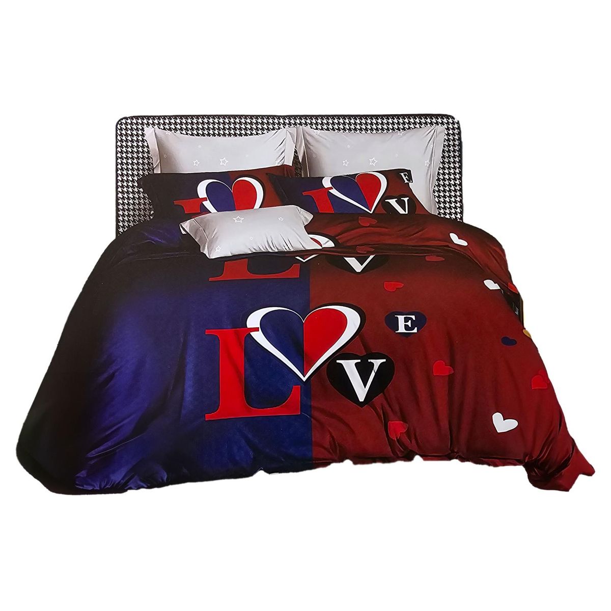 GENERICO - JUEGO DE SABANAS 2.0 PLAZAS QUEEN LOVE RED 627