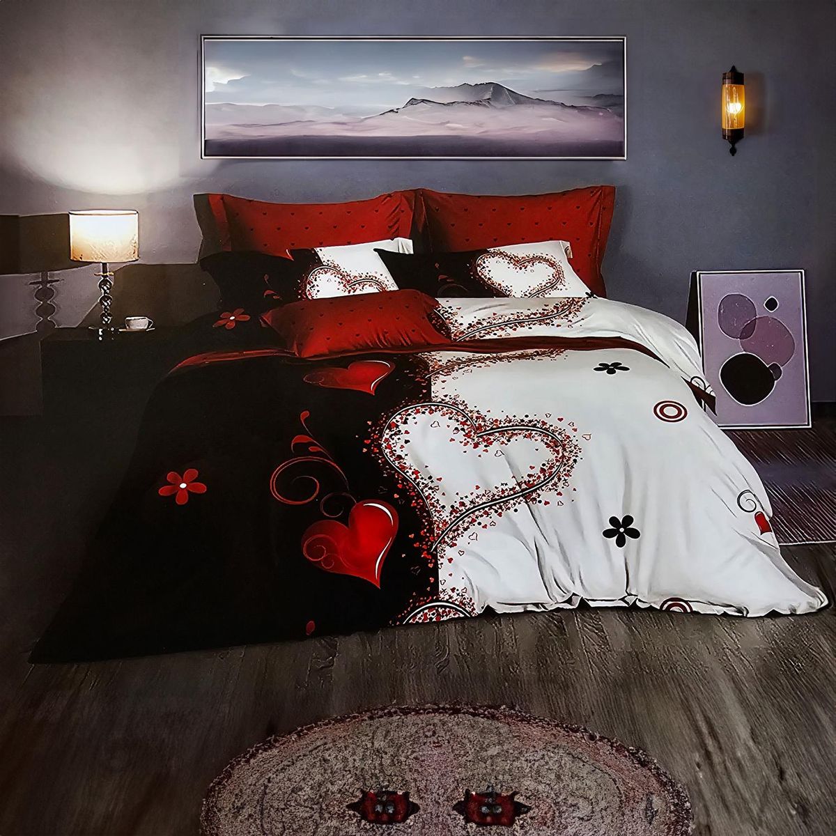 GENERICO - JUEGO DE SABANAS 2.5 PLAZAS KING CORAZONES 635