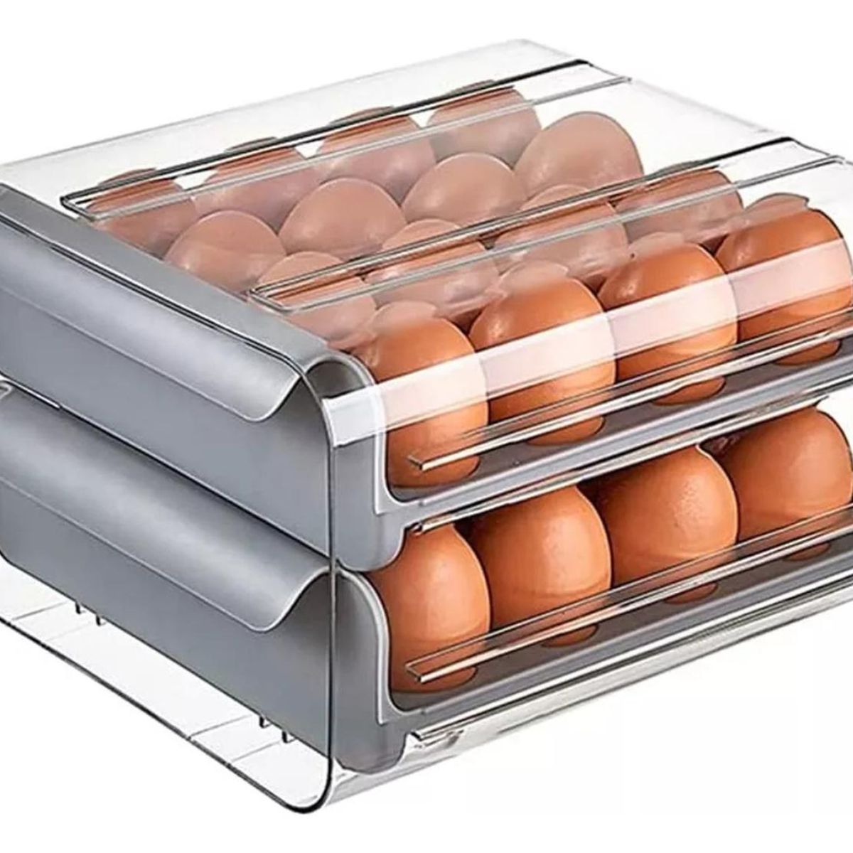 IMPORTCLICK - Organizador Portahuevos 2 Niveles 32 Huevos 26x23 CM Gris IMPORTCLICK