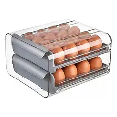 IMPORTCLICK - Organizador Portahuevos 2 Niveles 32 Huevos 26x23 CM Gris