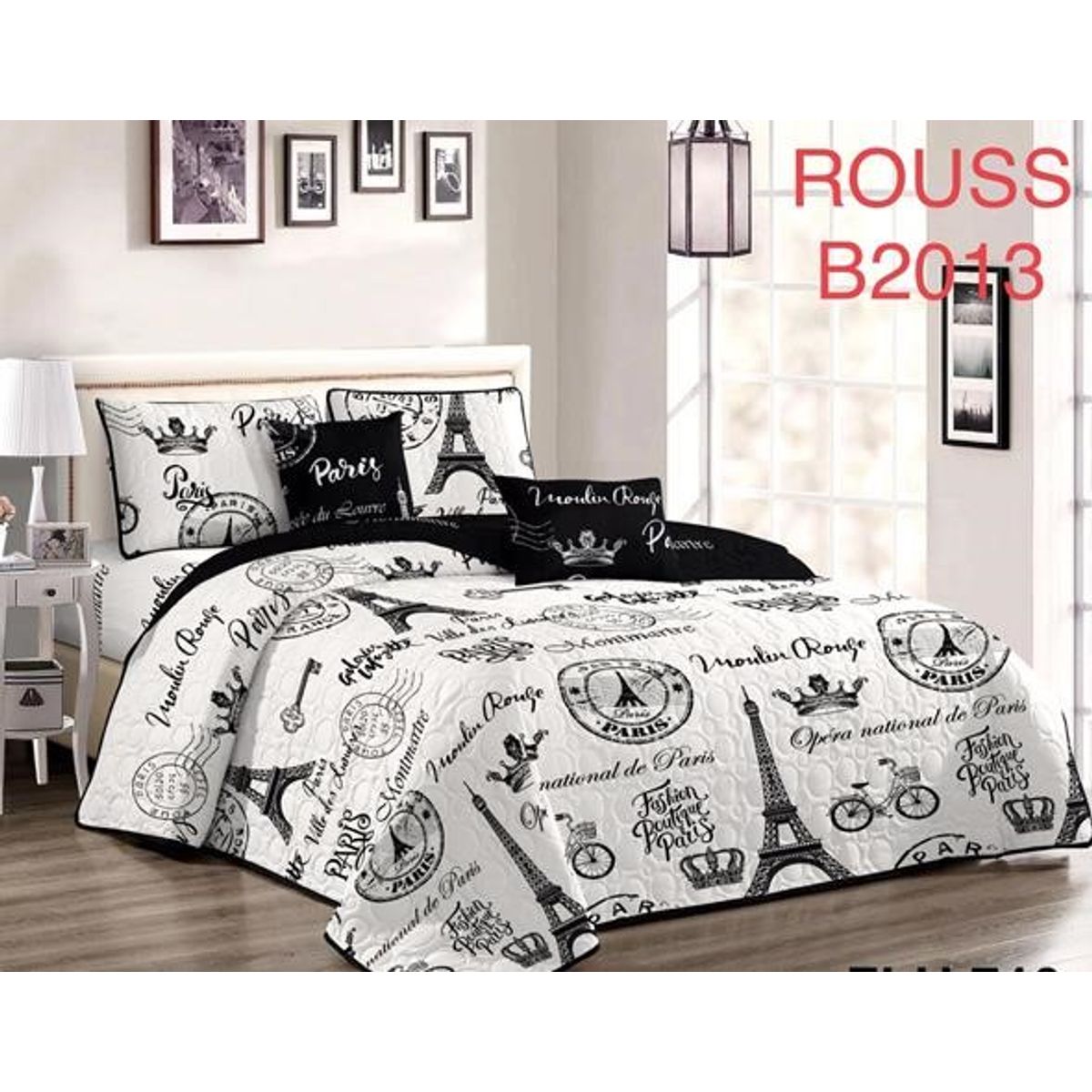 GENERICO - Cobertor de verano tipo Quilt con fundas  - 2 Plazas Blanco Paris