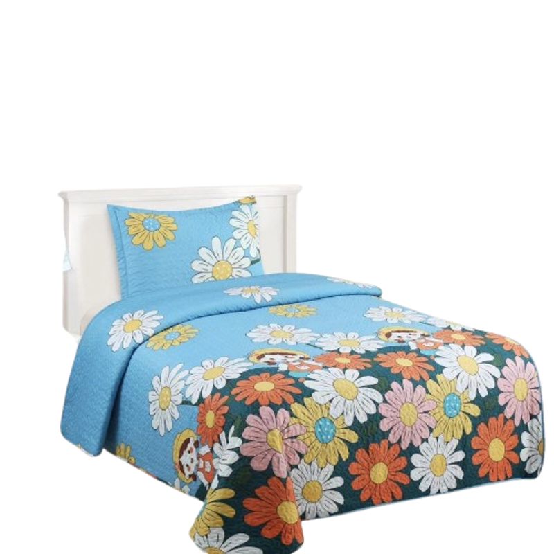GENERICO - Cubrecama Quilt Verano 1.5 Plazas - Sofía Margaritas XF83