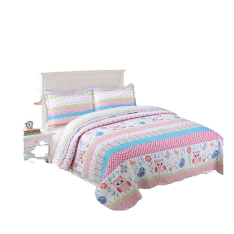 GENERICO - Cubrecama Quilt Verano 1.5 Plazas - Búho Niña A73
