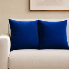 DECORACION CREATIVA - 2 Cojines Terciopelo Azul