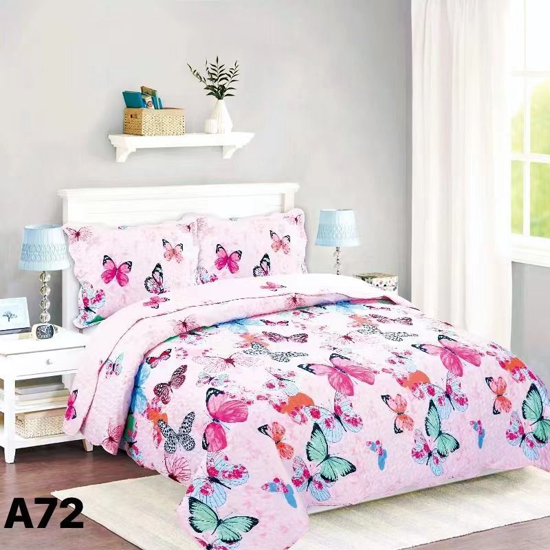 GENERICO - Cubrecama Quilt Verano 1.5 Plazas - Mundo Mariposa A72