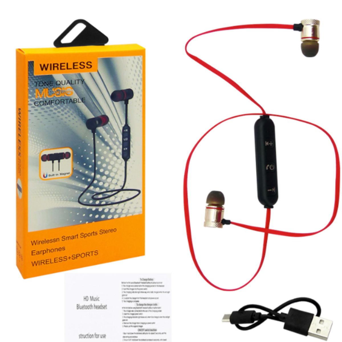 GENERICO - Audífonos sport Bluetooth, Sport con imán metál. 2 colores.