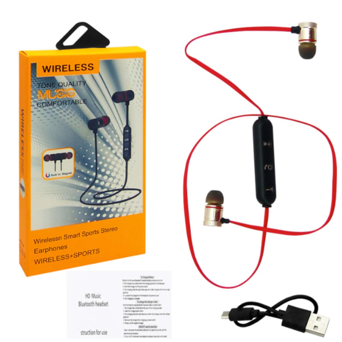 GENERICO - Audífonos sport Bluetooth, Sport con imán metál. 2 colores.
