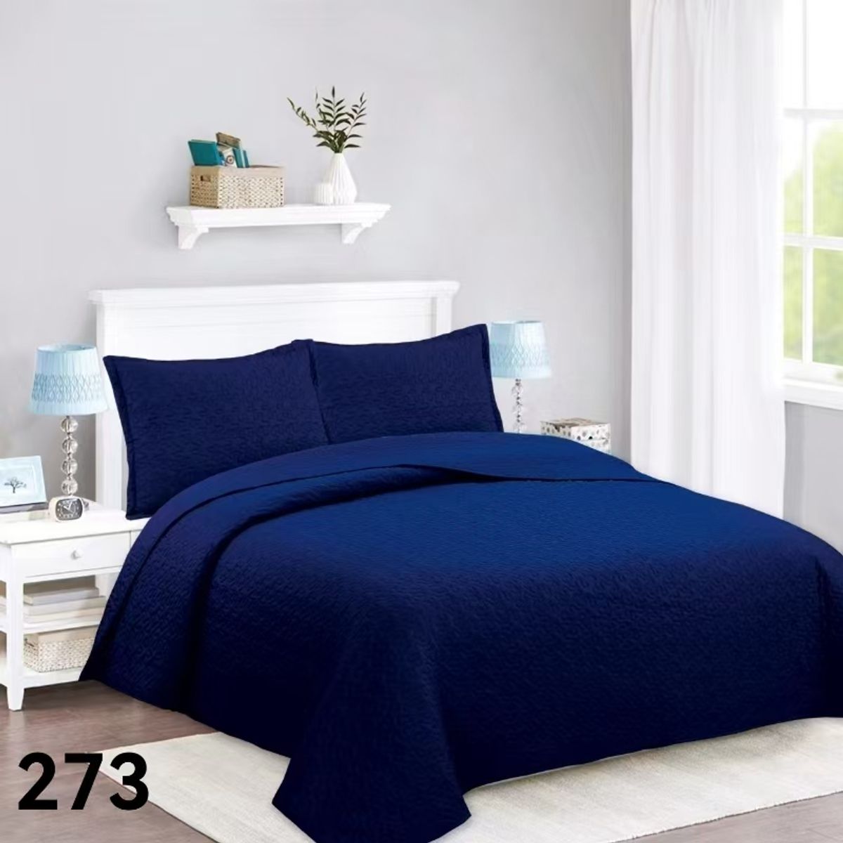 GENERICO - Cubrecama Quilt Verano 2 Plazas - Azul Marino A273