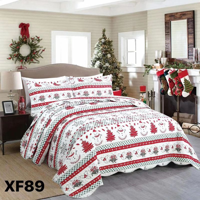GENERICO - Cubrecama Quilt Verano 2 Plazas - Daniel's Muñeco de Nieve XF89