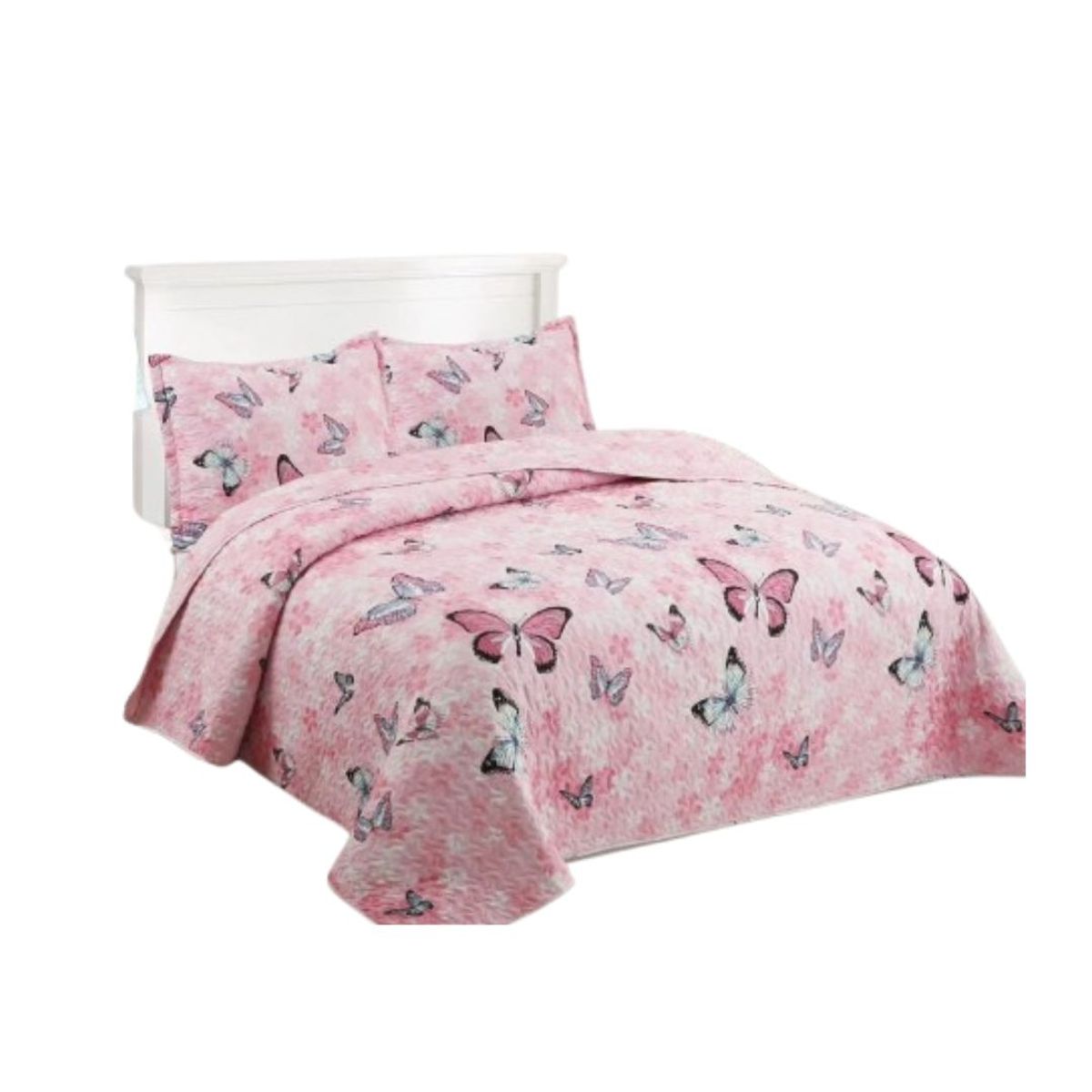 GENERICO - Cubrecama Quilt Verano 2 Plazas - Mundo Mariposa XF79