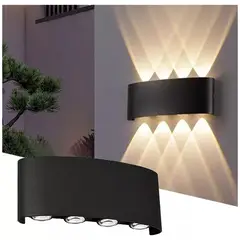 NO LOGO - Luz Led Foco Aplique Pared 8w Luz Fríacálida Exterior 2pcs