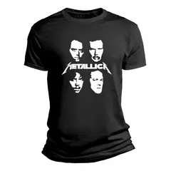 ROLY - Polera Negra Hombre Metallica Algodón Integrantes