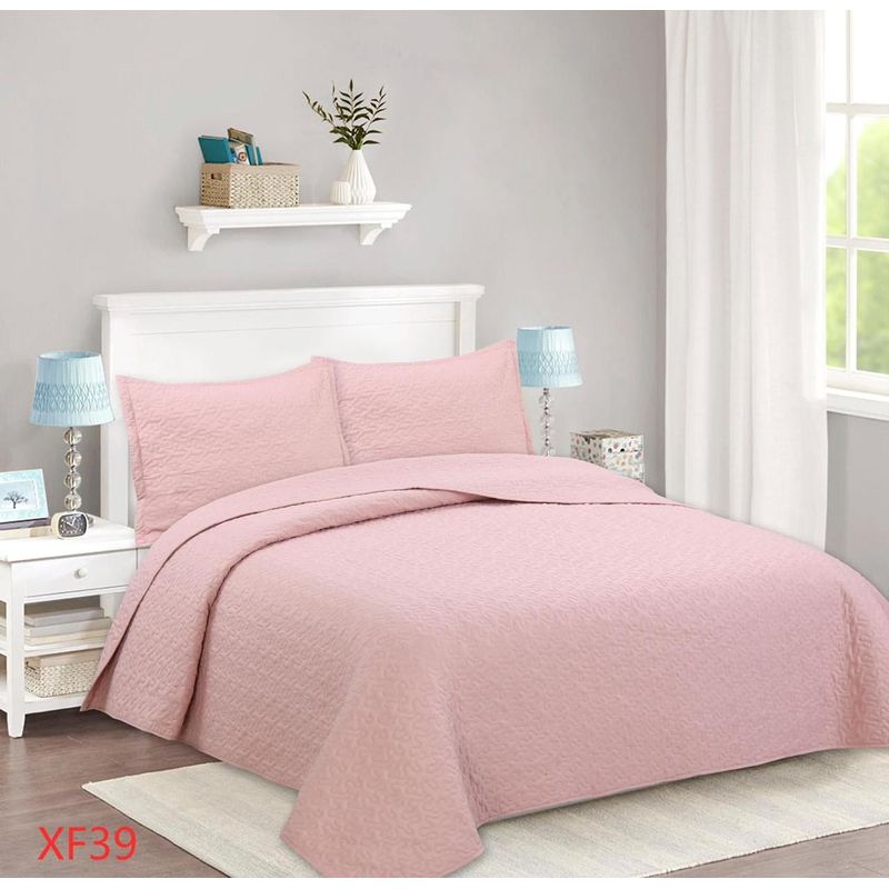 GENERICO - Cubrecama Quilt Verano 2 Plazas - Palo Rosa XF39