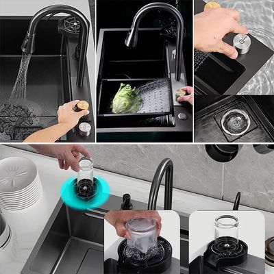 Imagen 2 del producto Lavaplatos Doble Inoxidable Negro 75x45 + Llave + Accesorios