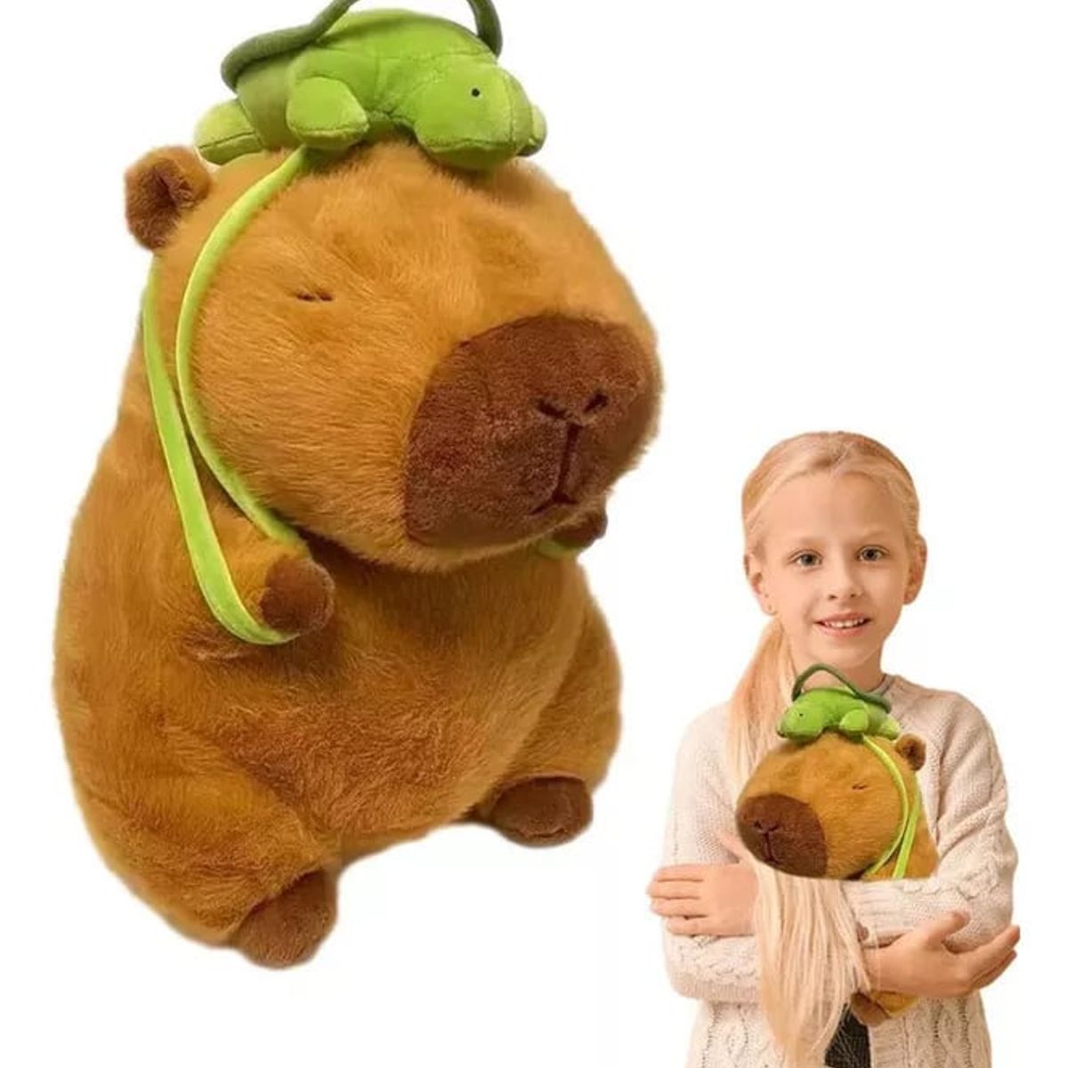 KUANGYE - Juguete Peluche Capibara Mochila Tortuga Tierno Para Regalo