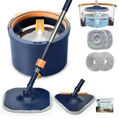 GENERAC - Trapeador Mop Cubeta Spin Automático 4 Paños De Repuesto