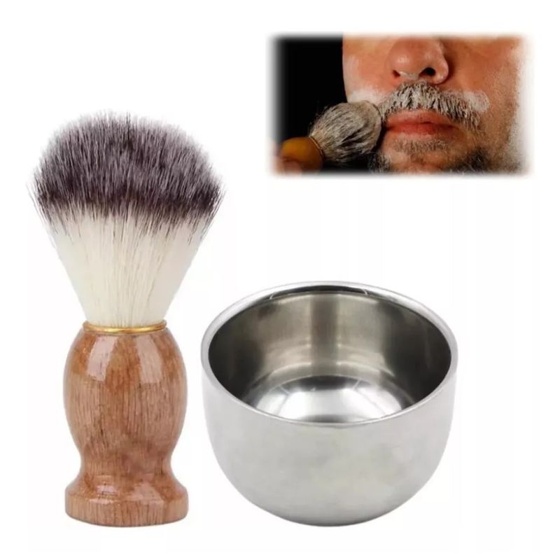 KUANGYE - Kit Afeitado Clásico Tazón Bowl Acero E Hisopo De Barberia