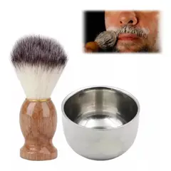 KUANGYE - Kit Afeitado Clásico Tazón Bowl Acero E Hisopo De Barberia