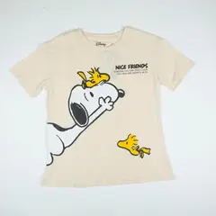 SNOOPY - Polera Manga Corta Mujer Nice Friends Beige