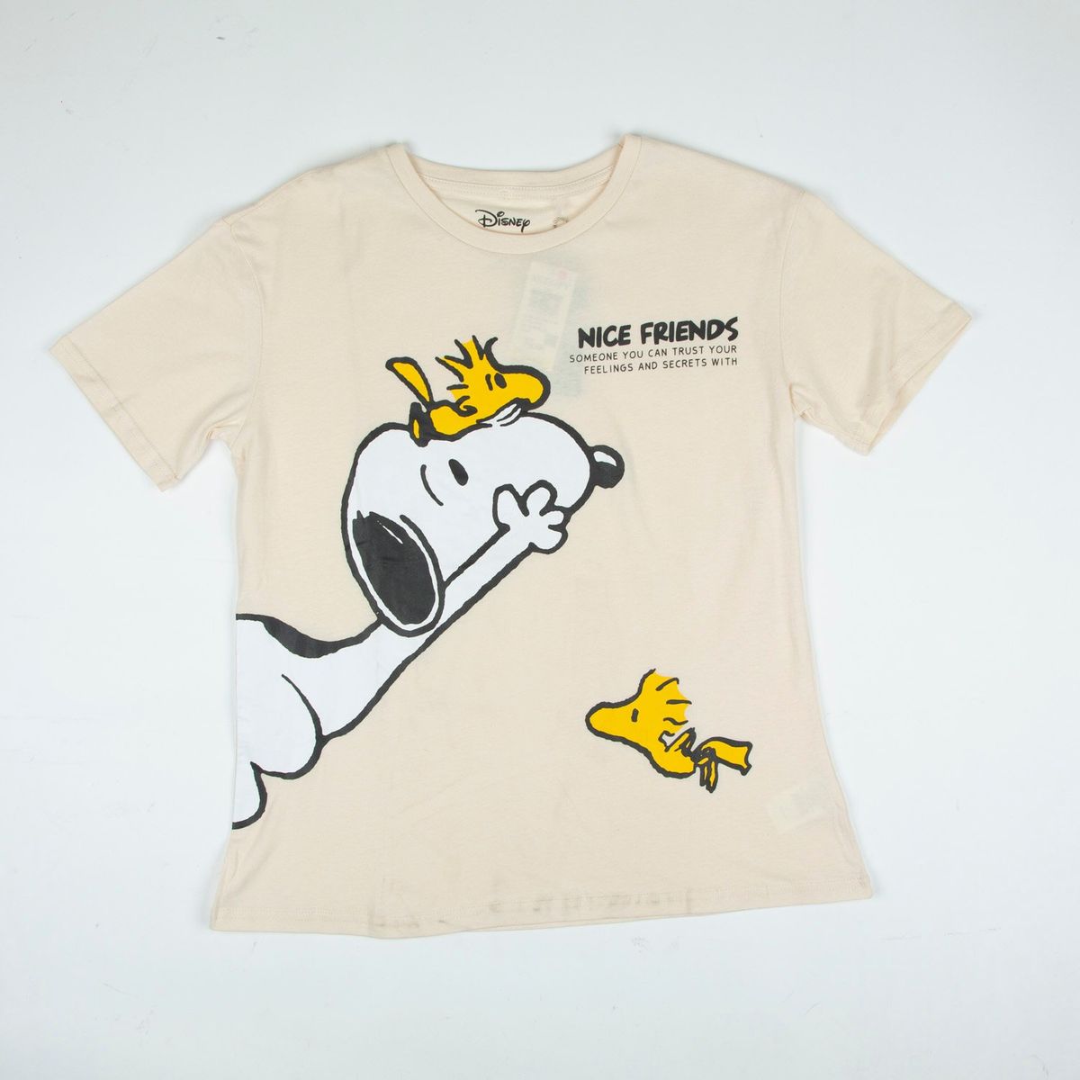 SNOOPY - Polera Manga Corta Mujer Nice Friends Beige Snoopy
