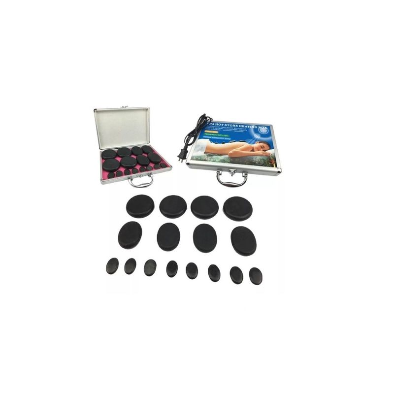 GENERICO - Set Calentador De Piedras Calientes Basalticas + 16 Piedras