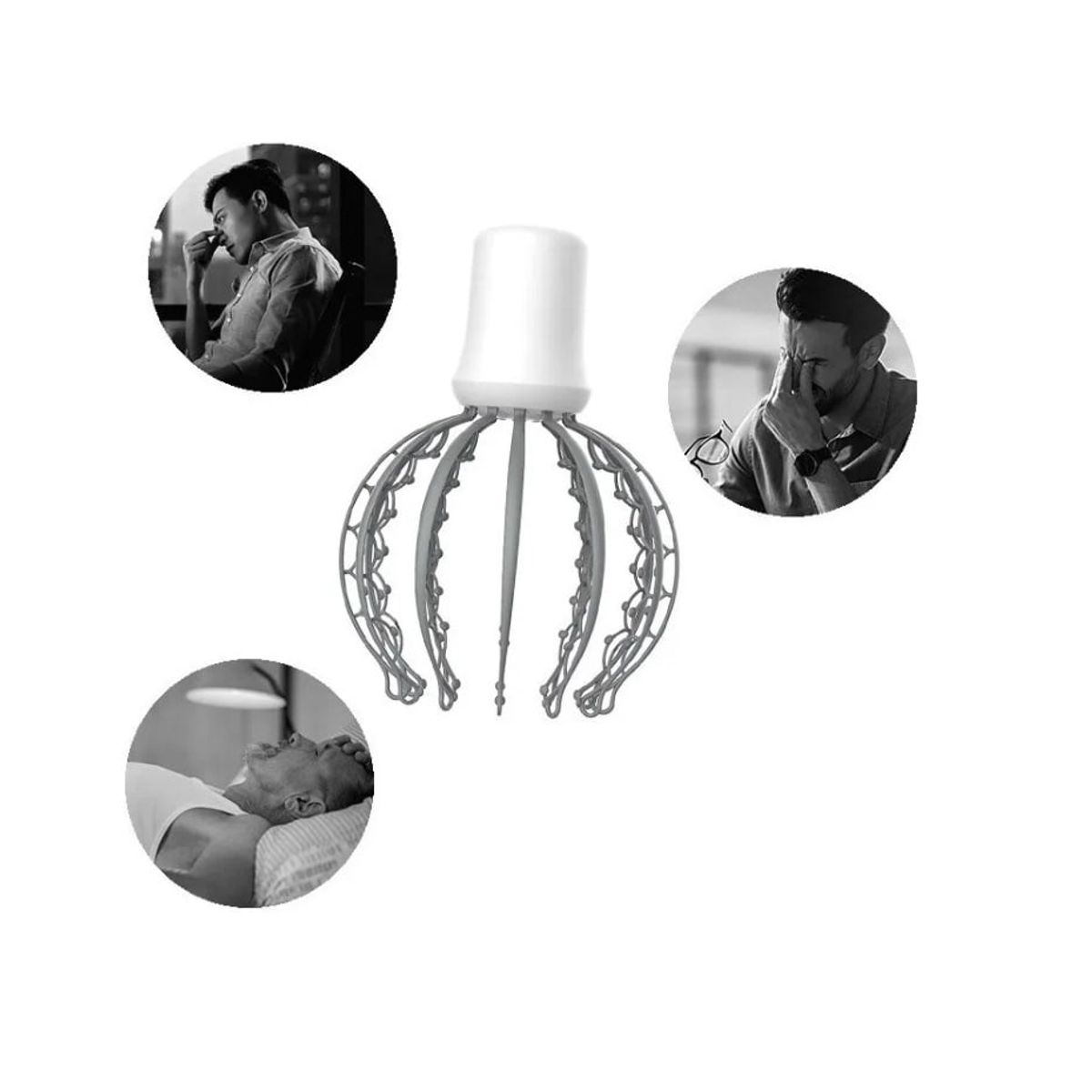 GENERICO - Masajeador Pulpo Recargable De Cabeza Anti Estrés Grey