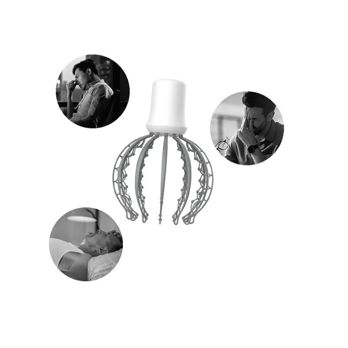 GENERICO - Masajeador Pulpo Recargable De Cabeza Anti Estrés Grey