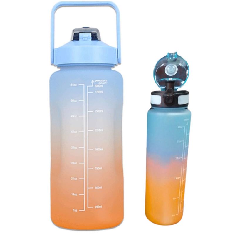 GENERICO - Pack 2 Botellas Agua Motivacionales De 2 Litros Y 900 Ml