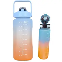 GENERICO - Pack 2 Botellas Agua Motivacionales 2L y 900mL Naranja Celeste