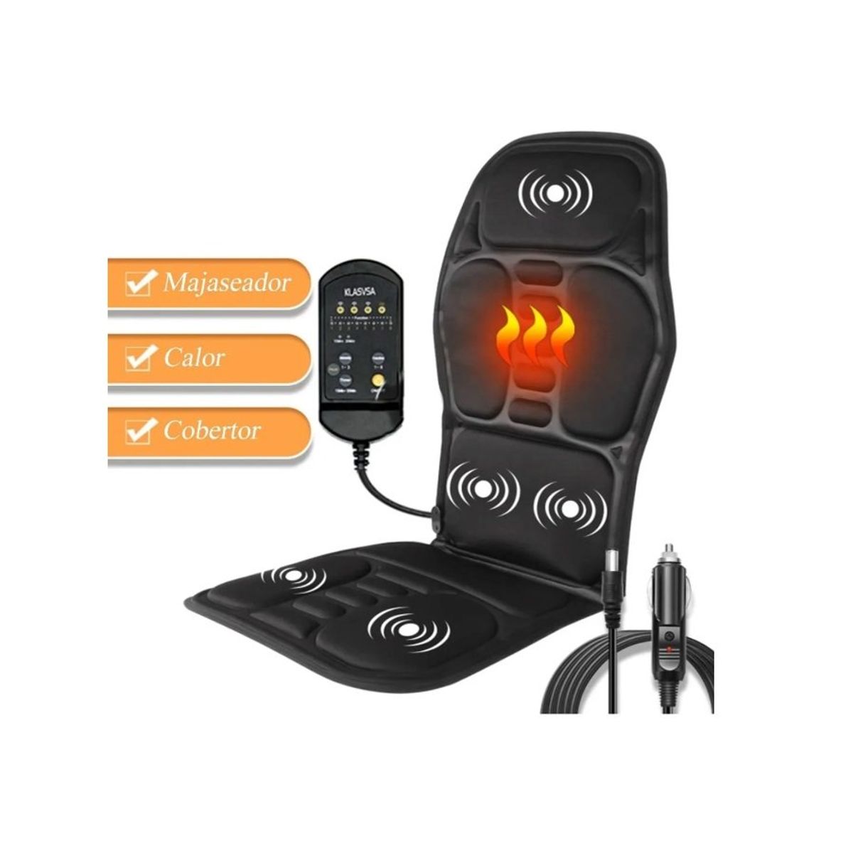 GENERICO - Asiento Masajeador Cojin Masaje Espalda Black