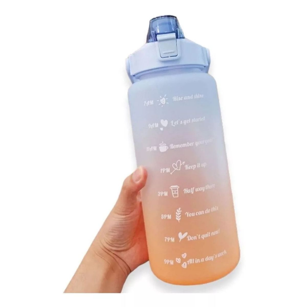 GENERICO - Pack 2 Botellas Agua Motivacionales 2L y 900mL Naranja Celeste