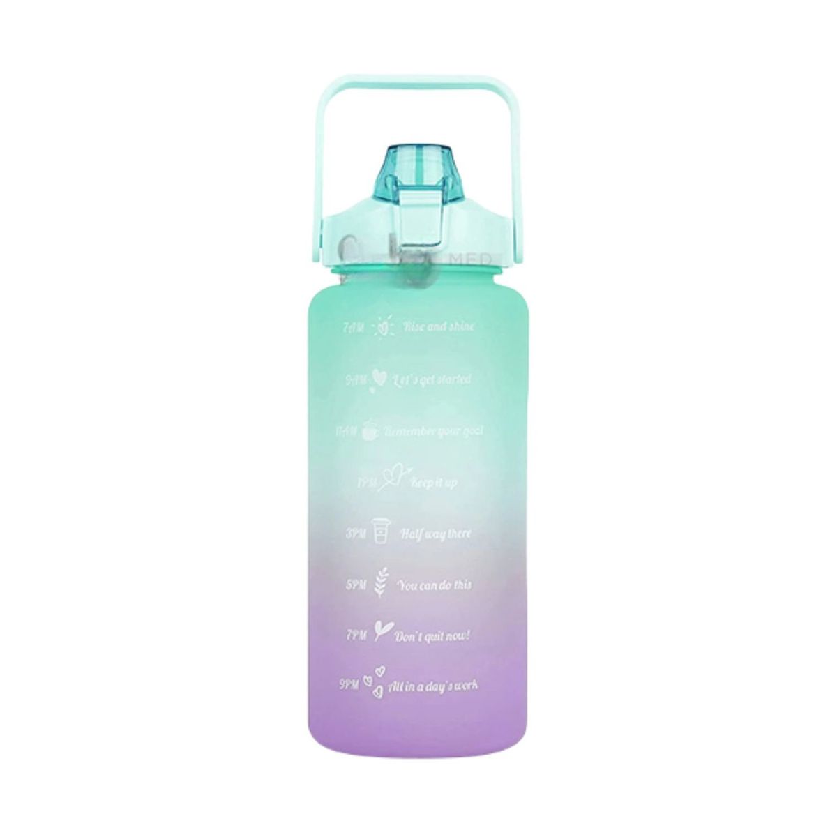 GENERICO - Pack 2 Botellas Agua Motivacionales 2L y 900mL Morado Turquesa